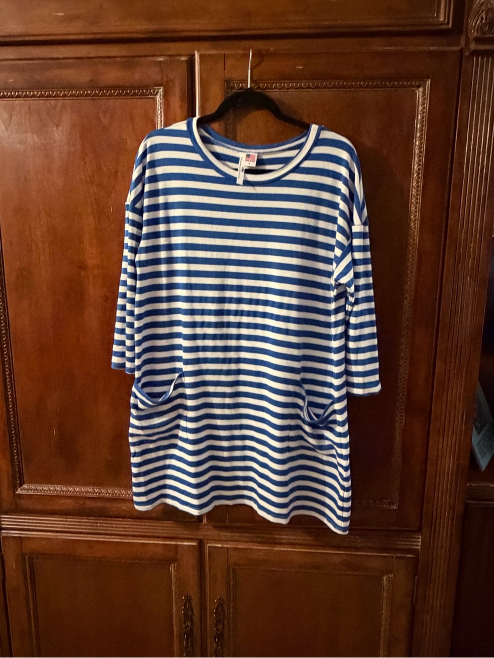 Womens Blue & White Striped Dress